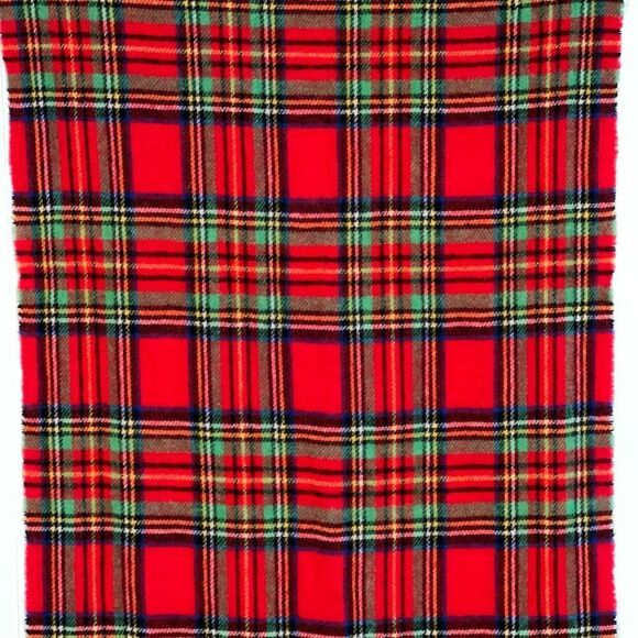 J Crew Wool Scarf Unisex 20X78 Red Plaid CabinCore Classiccore Bohemian Normcore - Picture 2 of 9